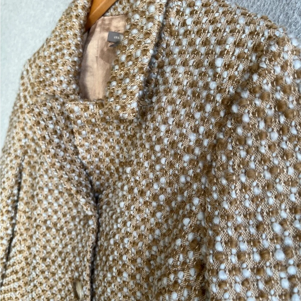 Ann Taylor Tan and Cream Bouclé Button Blazer